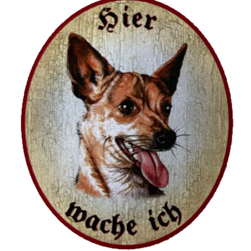 KuK Nostalgie Holzschild "Hier wache ich" Chihuahua Hund