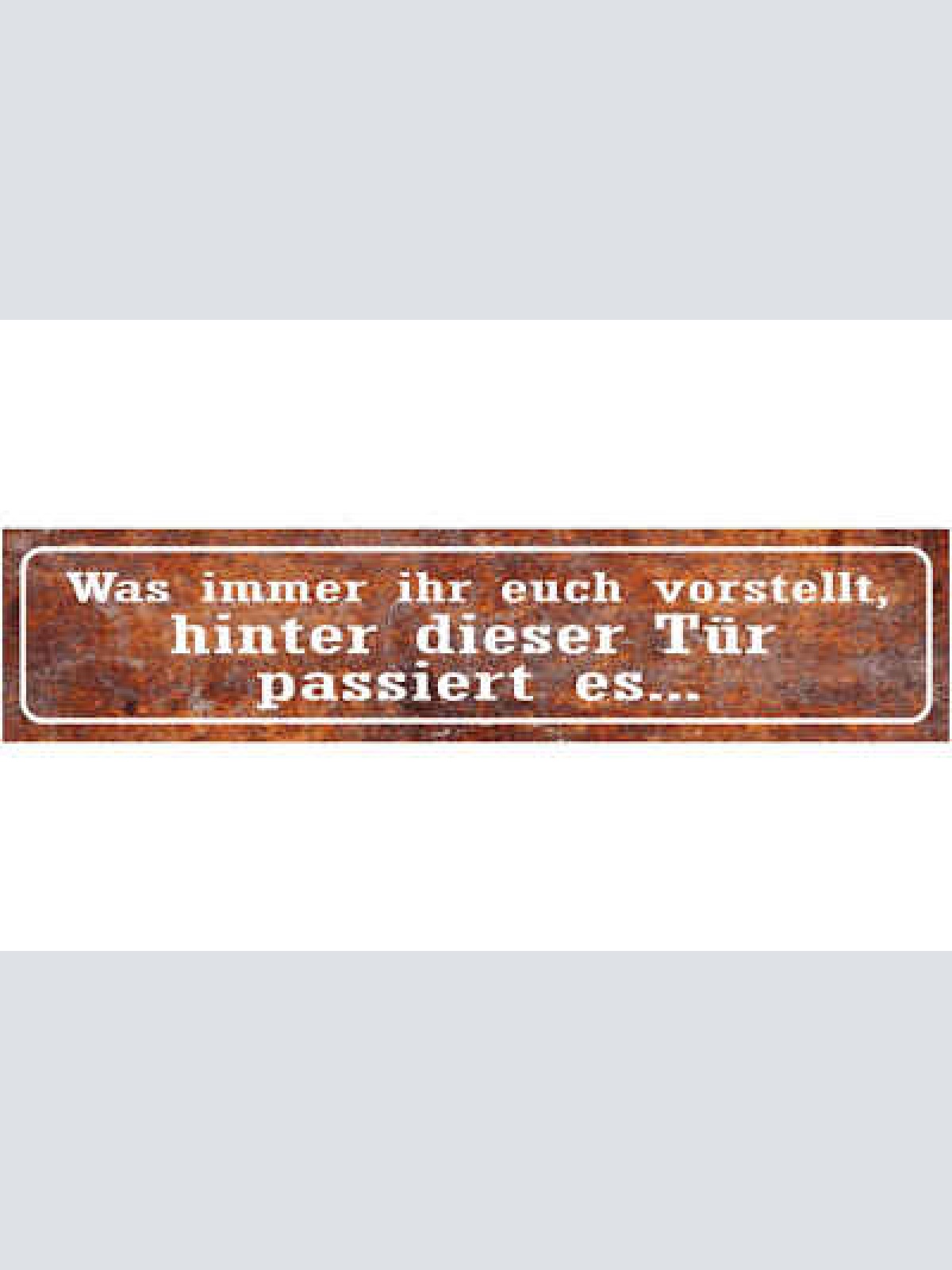 Schild Was Immer Ihr Euch Vorstellt Hinter Dieser Tür Passiert Es 46 x 10