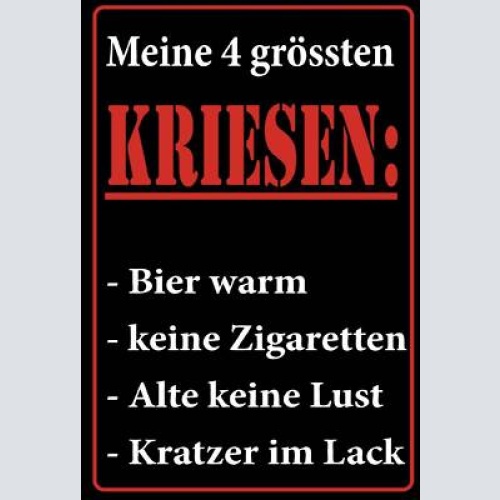 Schild humor meine 4 größten kriesen bier frau 12x18/20x30/30x40 blech oder holz