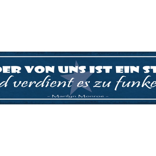 Schild Jeder Von Uns Ist Ein Star Und Verdient Es Zu Funkeln M. Monroe 46 x 10