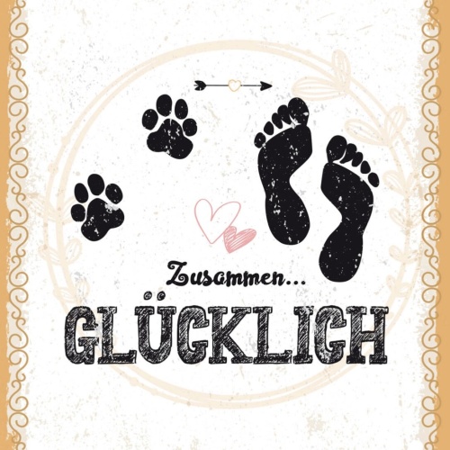 Schild Zusammen Glücklich Mensch Hund Haus Tier 12x18 20x30 30x40 Blech/Holz