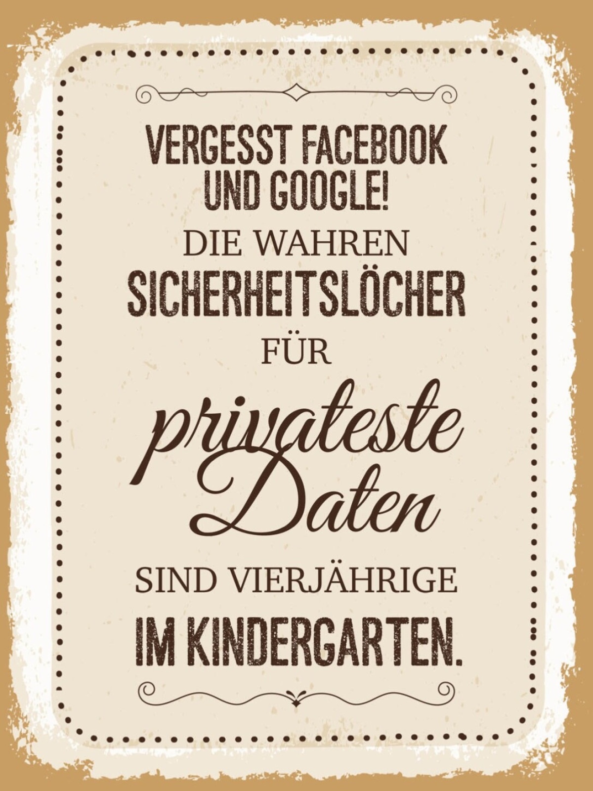 Schild Wahre Sicherheitslücken Private Daten Kinder 12x18 20x30 30x40 Blech/Holz