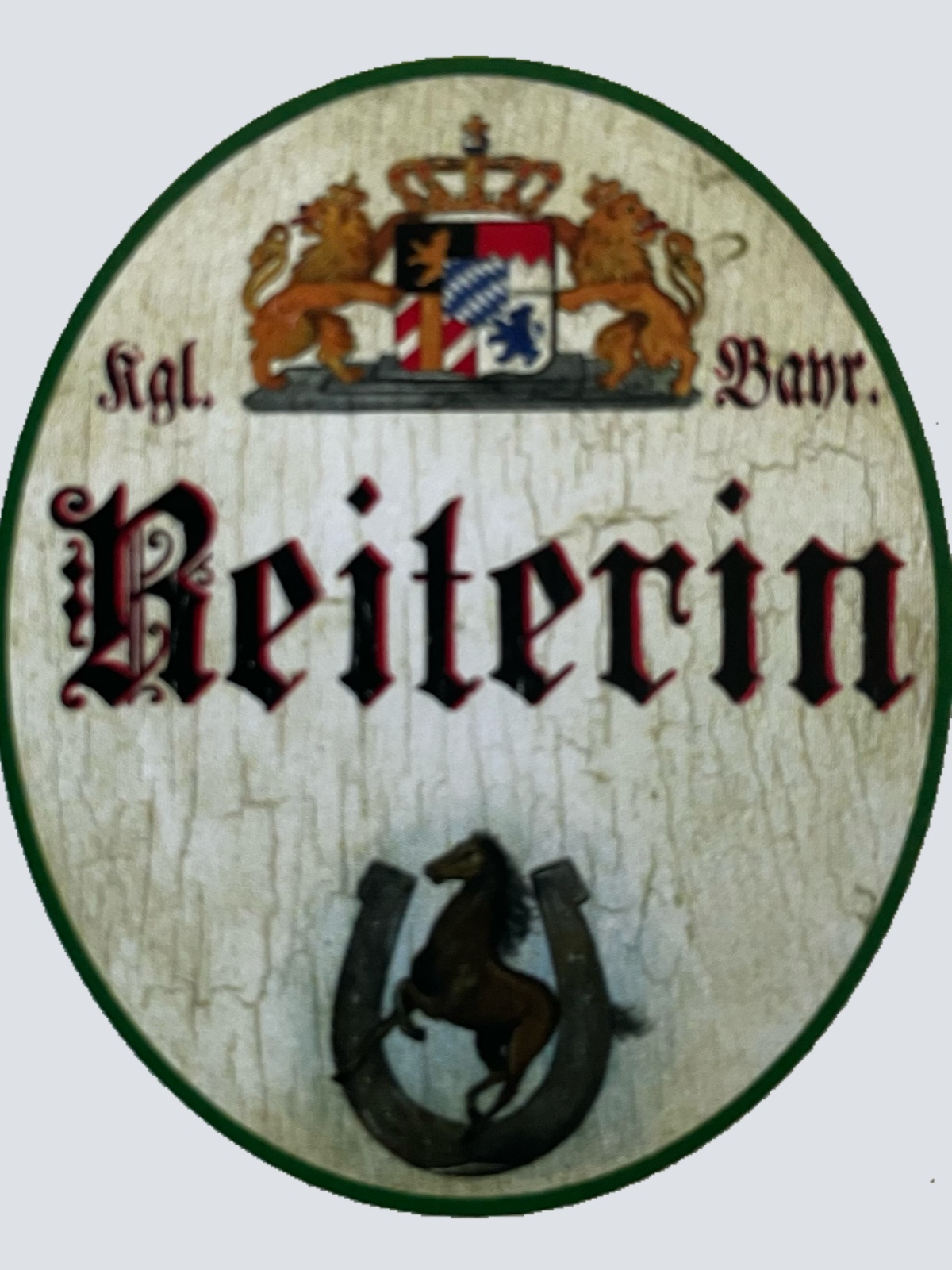 Nostalgie Holzschild Bayern Königlich Bayerische Reiterin Pferd Reiten Schild