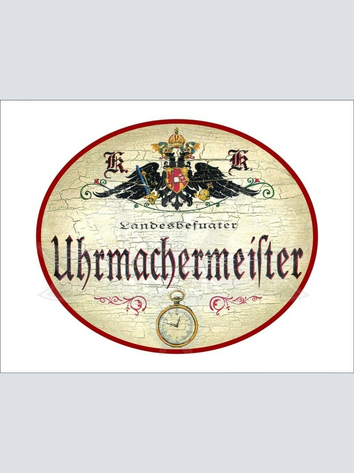 KuK Nostalgie Holzschild - Landesbefugter Uhrmachermeister - Taschenuhr TH