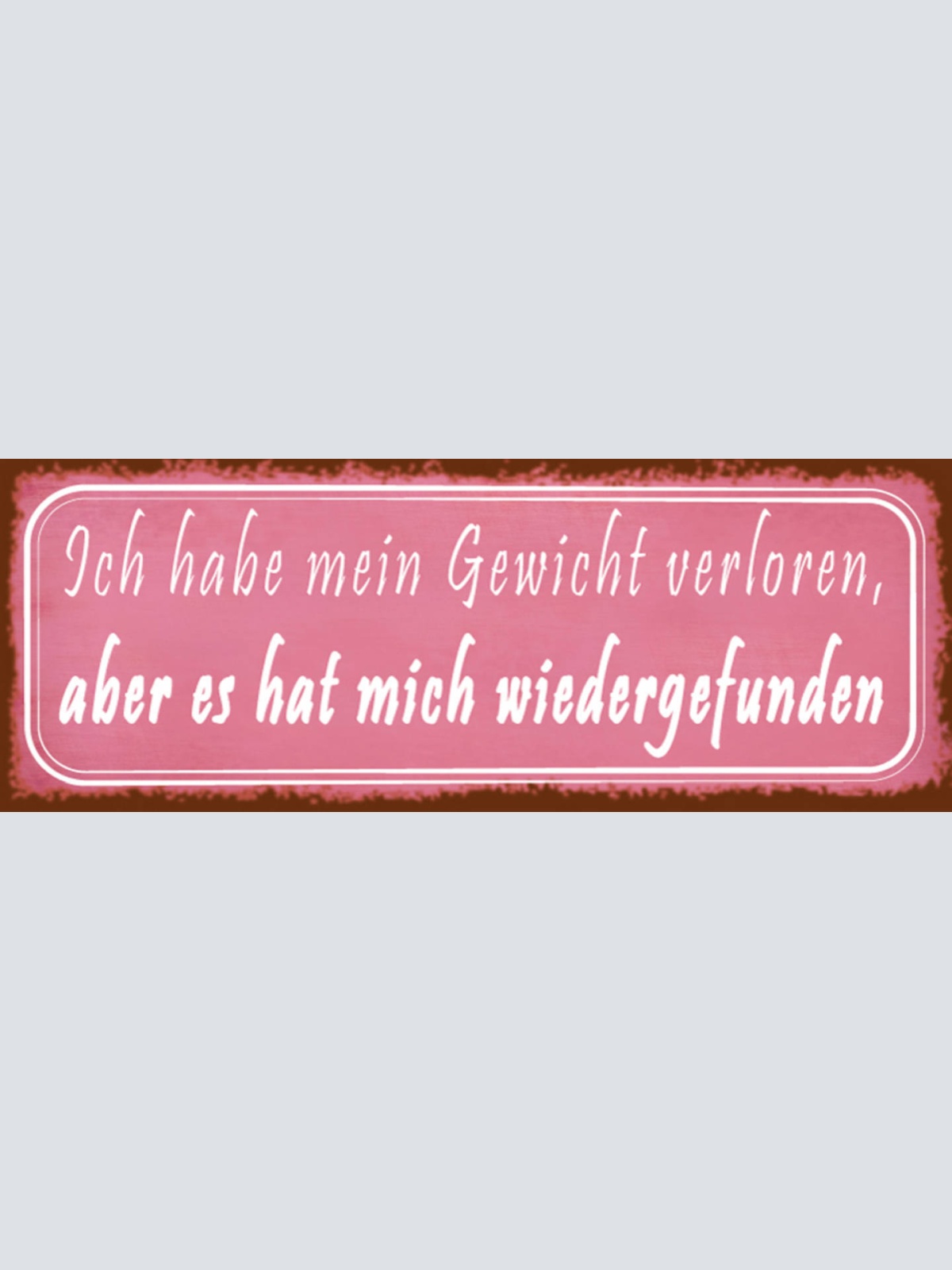 Schild Ich Habe Mein Gewicht Verloren Aber Es Hat Mich Wiedergefunden 27x10