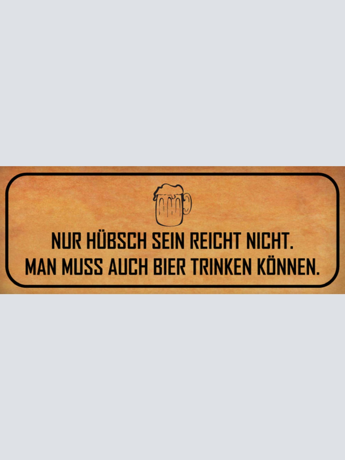 Schild Nur Hübsch Sein Reicht Nicht Man Muss Auch Bier Trinken Können 27 x 10