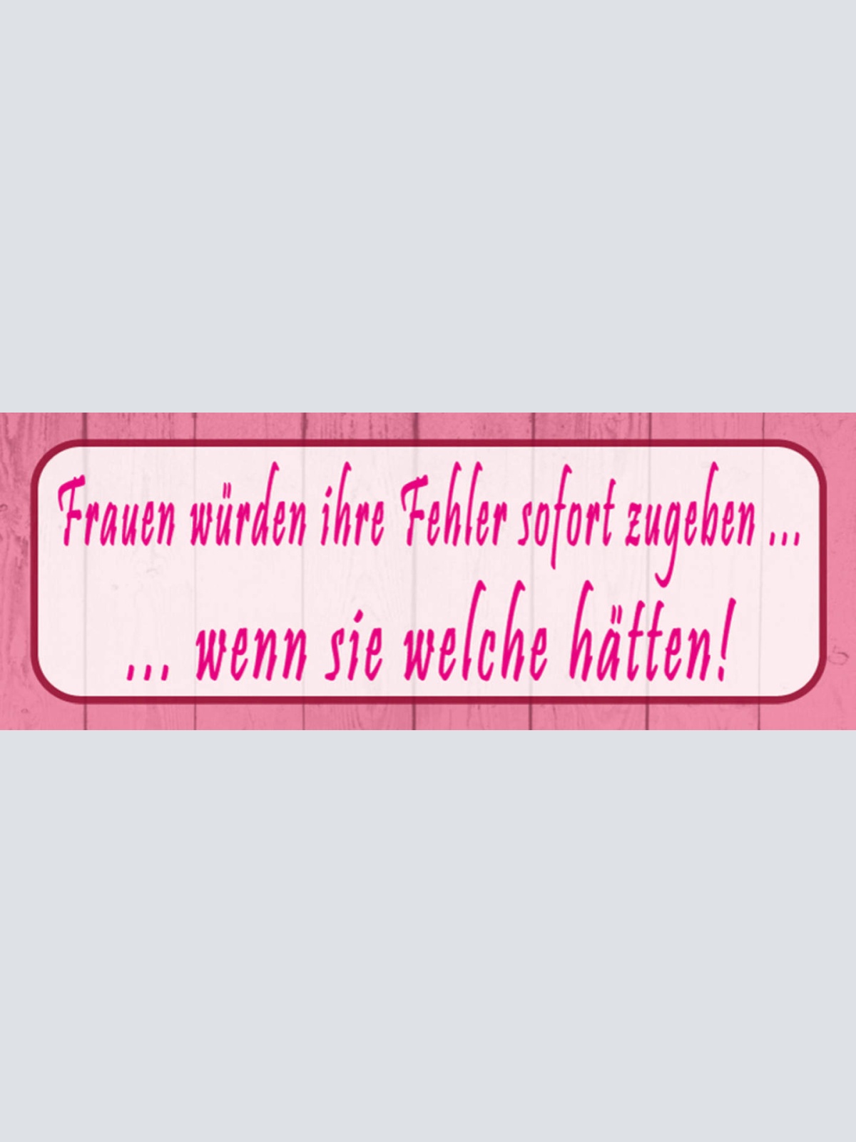 Schild Frauen Würden Ihre Fehler Sofort Zugeben Wenn Sie Welche Hätten 27x10