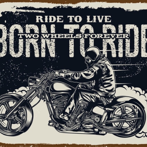 Schild Ride To Live Born To Ride Motorrad Biker 12x18 20x30 30x40 Blech/Holz
