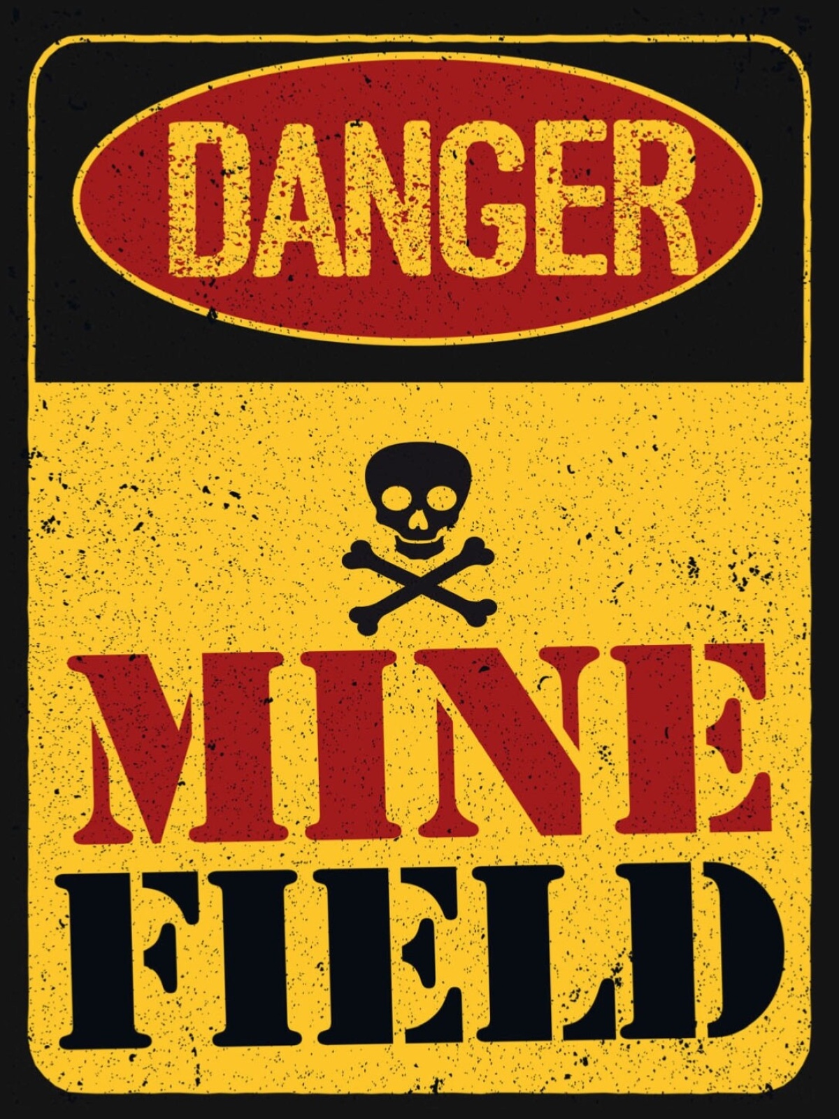 Schild Danger Mine Field Gefahr Minenfeld Vorsicht 12x18 20x30 30x40 Blech/Holz
