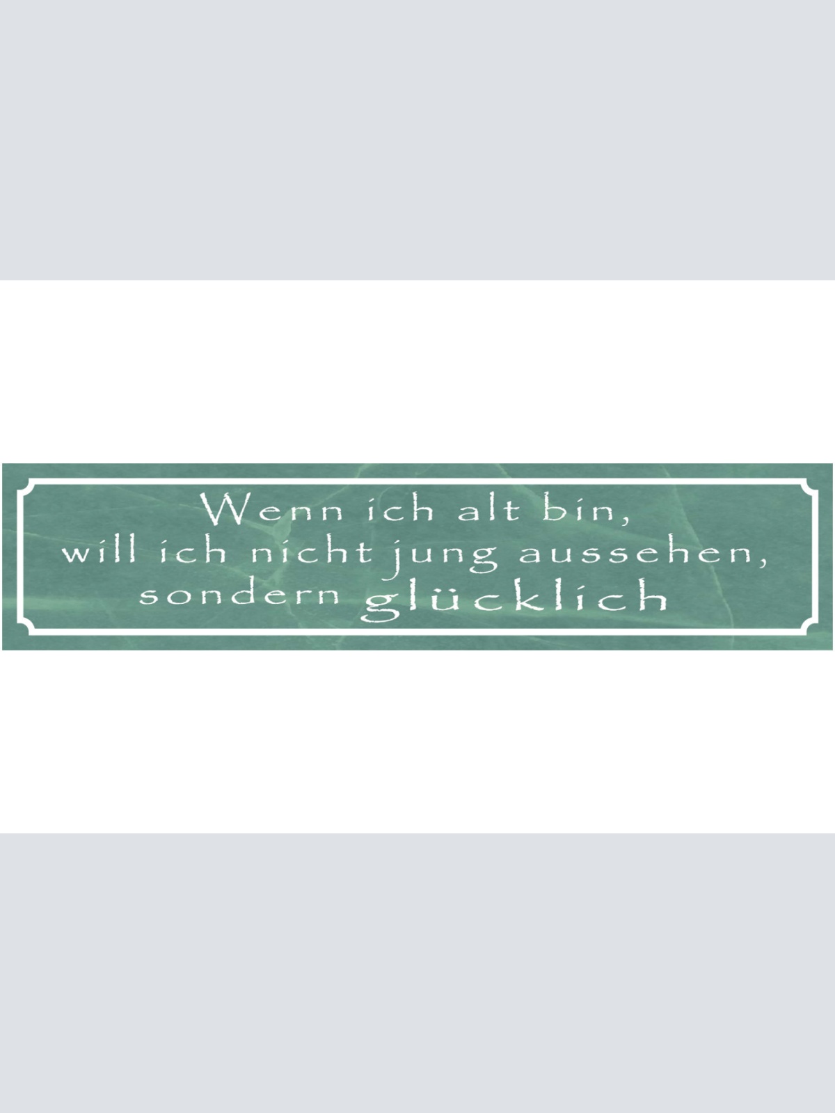 Schild Alt Alter Jung Aussehen Glücklich Glück Leben 46 x 10 Blech od. Holz