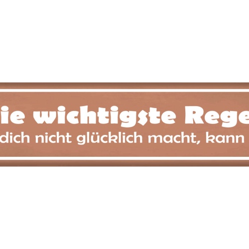Schild Wichtigste Regel Glücklich Glück Leben Freude Weg 46 x 10 Blech od. Holz