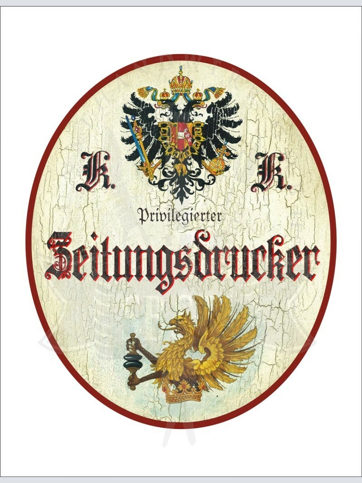 KuK Nostalgie Holzschild - Privilegierter Zeitungsdrucker - Druckerpresse TH