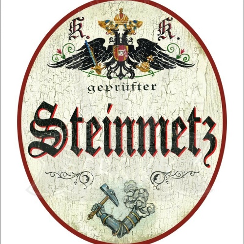 KuK Nostalgie Holzschild - Geprüfter Steinmetz - Wappen Hammer TH