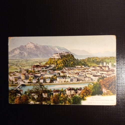 Salzburg, Festung u.Untersberg vom Kapuzinerberg 430068 gr
