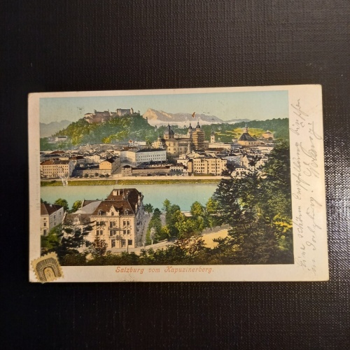 Salzburg, Festung u.Untersberg vom Kapuzinerberg 430065 gr
