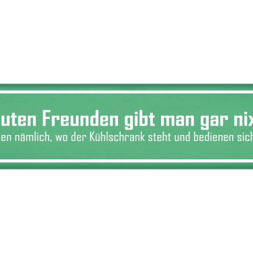 Schild Gute Freunde Essen Kühlschrank Freundschaft Gast 46 x 10 Blech od. Holz