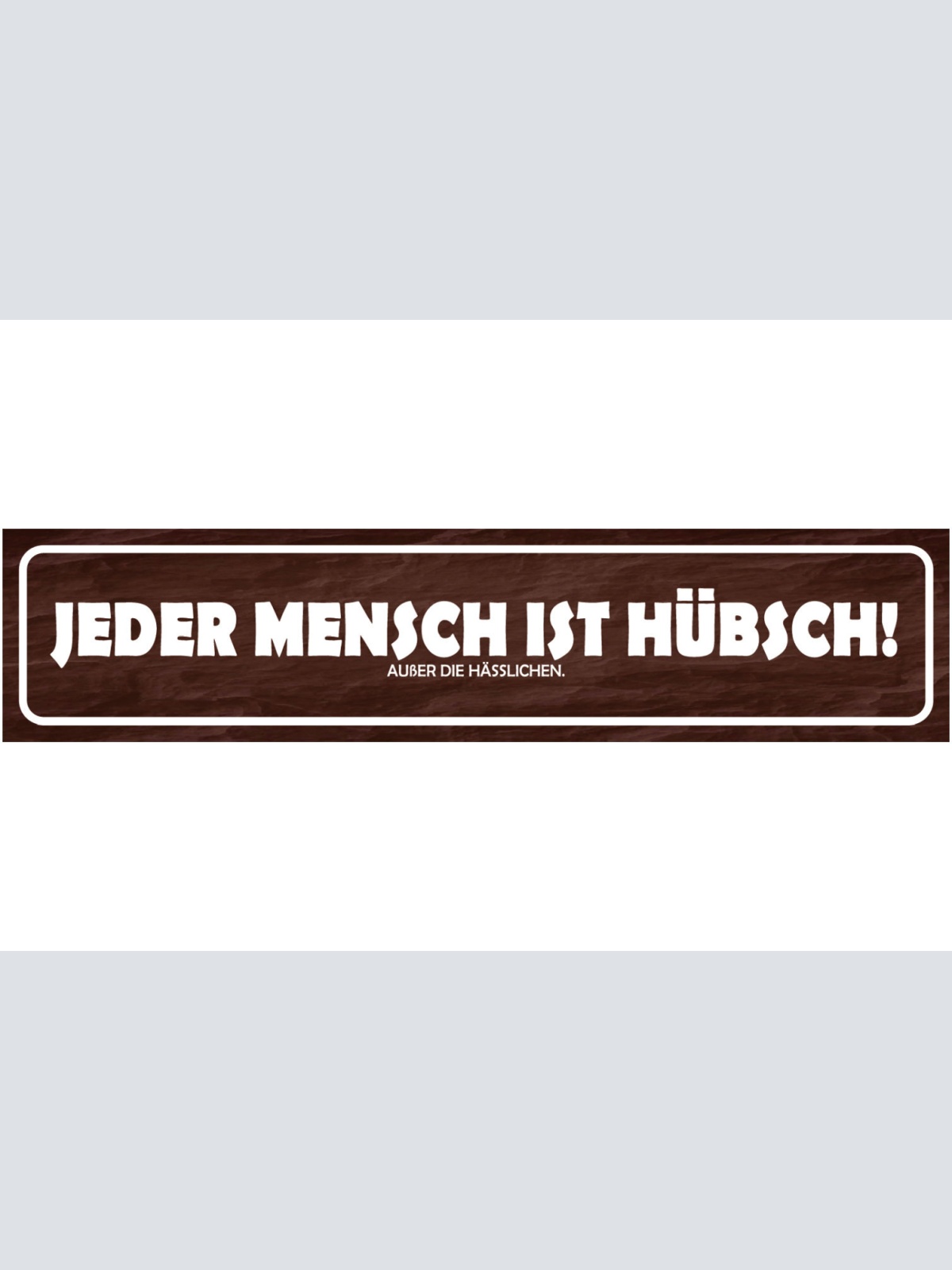 Schild Jeder Mensch ist Hübsch Hässlich Schön Attraktiv 46 x 10 Blech od. Holz