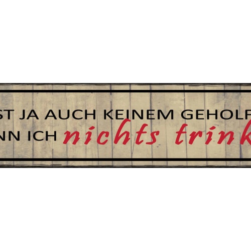 Schild Nichts Trinken Keinem Geholfen Bier Alkohol Glas 46 x 10 Blech od. Holz