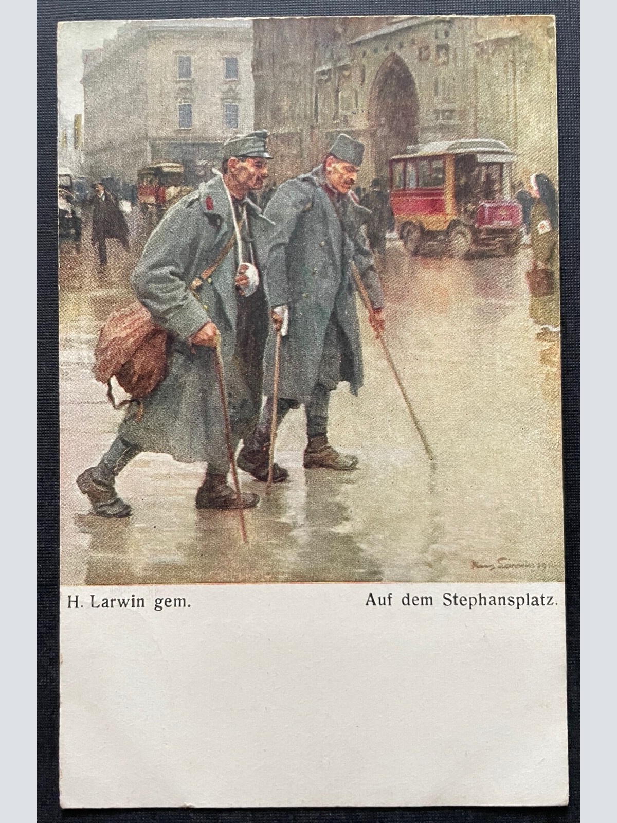 Auf d. Stephansplatz (H.Larwin) Soldaten Krieg Militär Wien Österreich 400454 TH