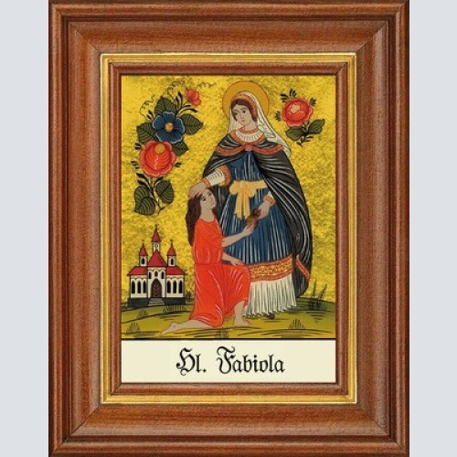 Hinterglasbild - heilige fabiola - patronatsbild taufe namenspatron 12,7x16