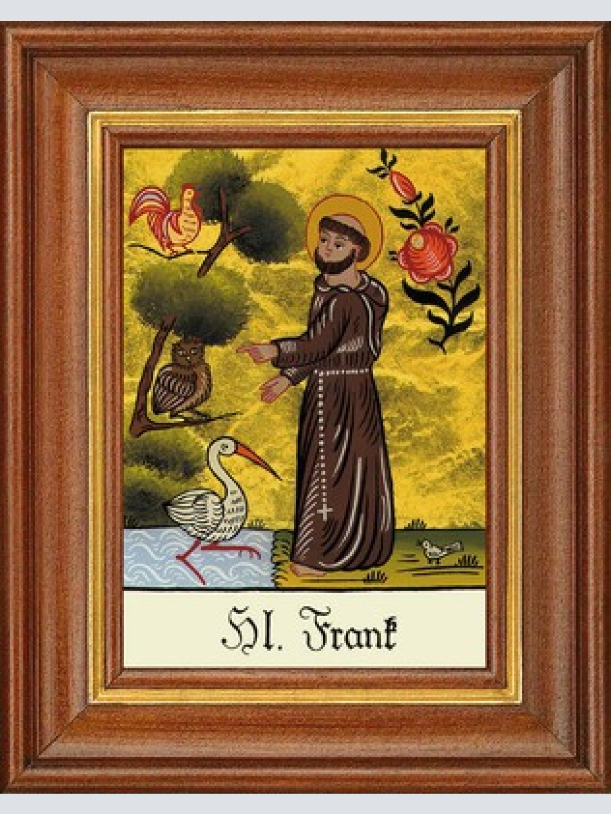 Hinterglasbild - heiliger frank - patronatsbild taufe namenspatron 12,7x16