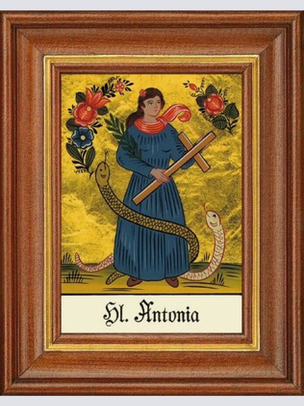 Hinterglasbild - heilige antonia - patronatsbild taufe namenspatron 12,7x16 th