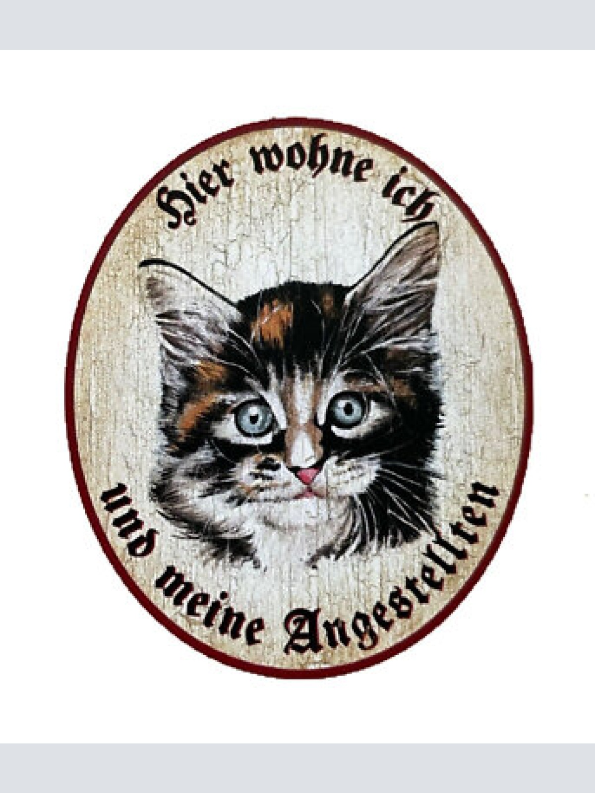 Kuk nostalgie holzschild "hier wohne ich u.m. angestellten“ katze junges baby