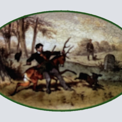 Nostalgie Holzschild Jäger Hirsch Jagd Jagen Wild Gewehr Natur Tier Schild