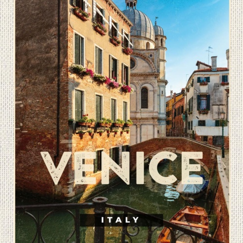 Schild Venice Italy Venedig Italien Gondel Stadt 12x18 20x30 30x40 Blech/Holz