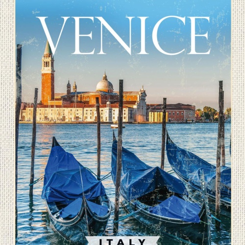 Schild Venice Italy Venedig Italien Gondel Hafen 12x18 20x30 30x40 Blech/Holz