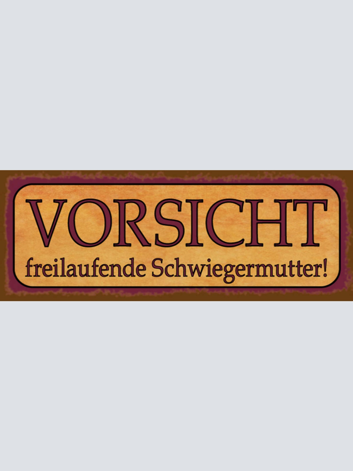 Schild Vorsicht Freilaufende Schwiegermutter Familie 27 x 10 Blech od. Holz