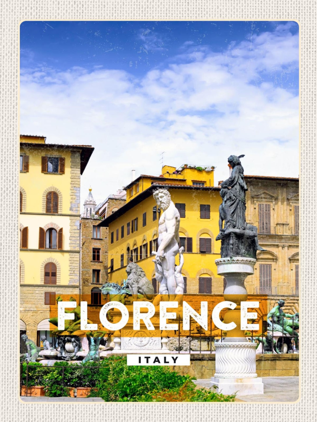 Schild Florence Italy Florenz Italien Neptun 12x18 20x30 30x40 Blech od. Holz