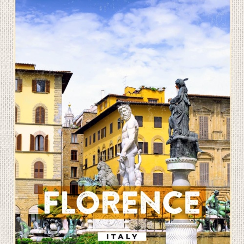 Schild Florence Italy Florenz Italien Neptun 12x18 20x30 30x40 Blech od. Holz