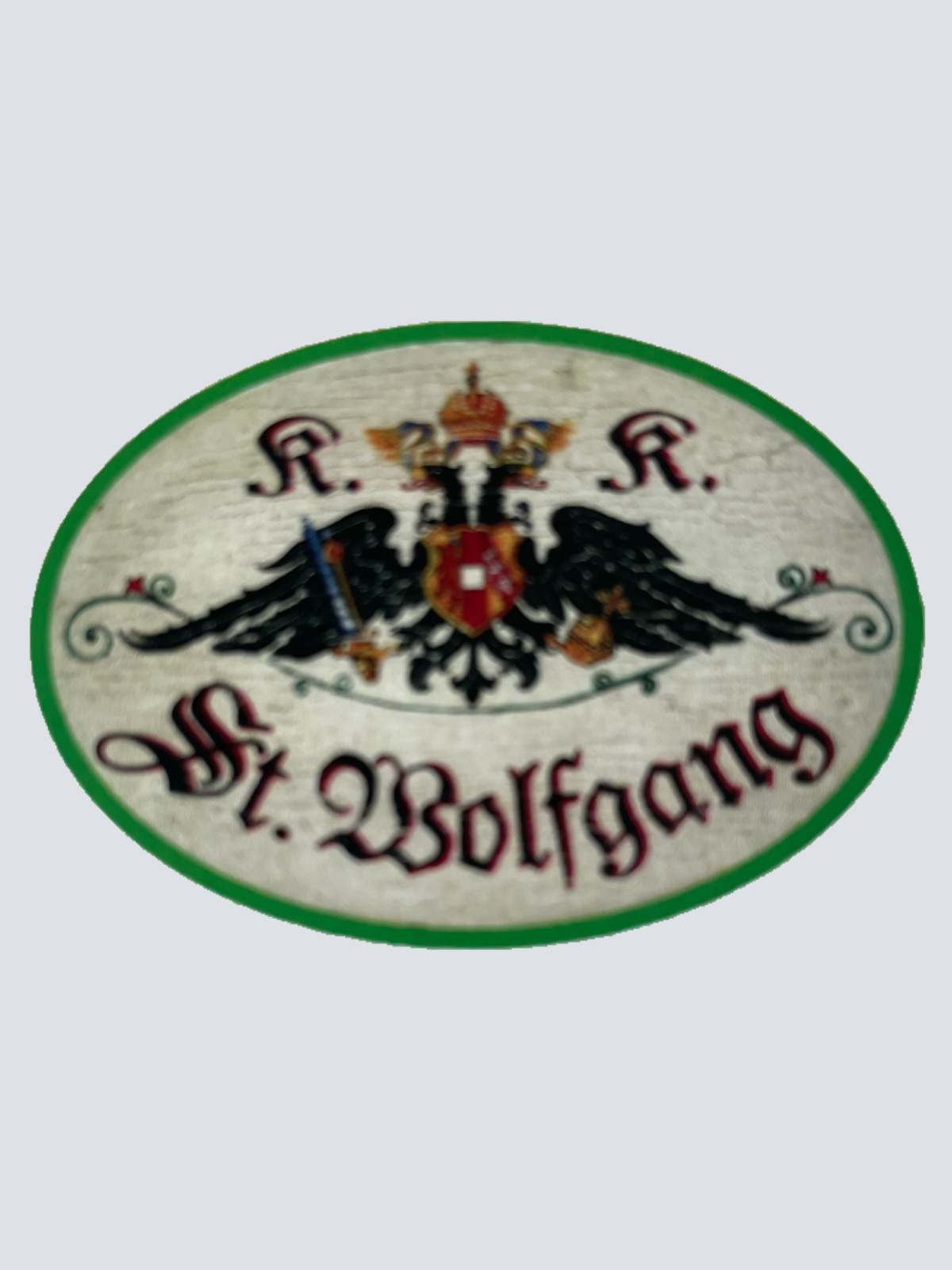 KuK Nostalgie Holzschild St. Wolfgang Ort Salzburg Österreich Schild