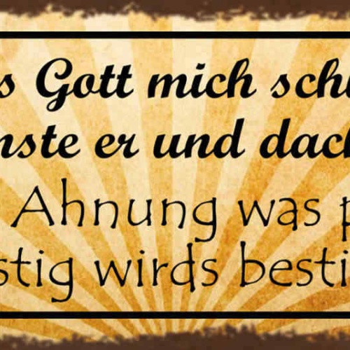 Schild Als Gott Mich Schuf Grinste Er & Dachte Keine Ahnung Was Passiert Lustig