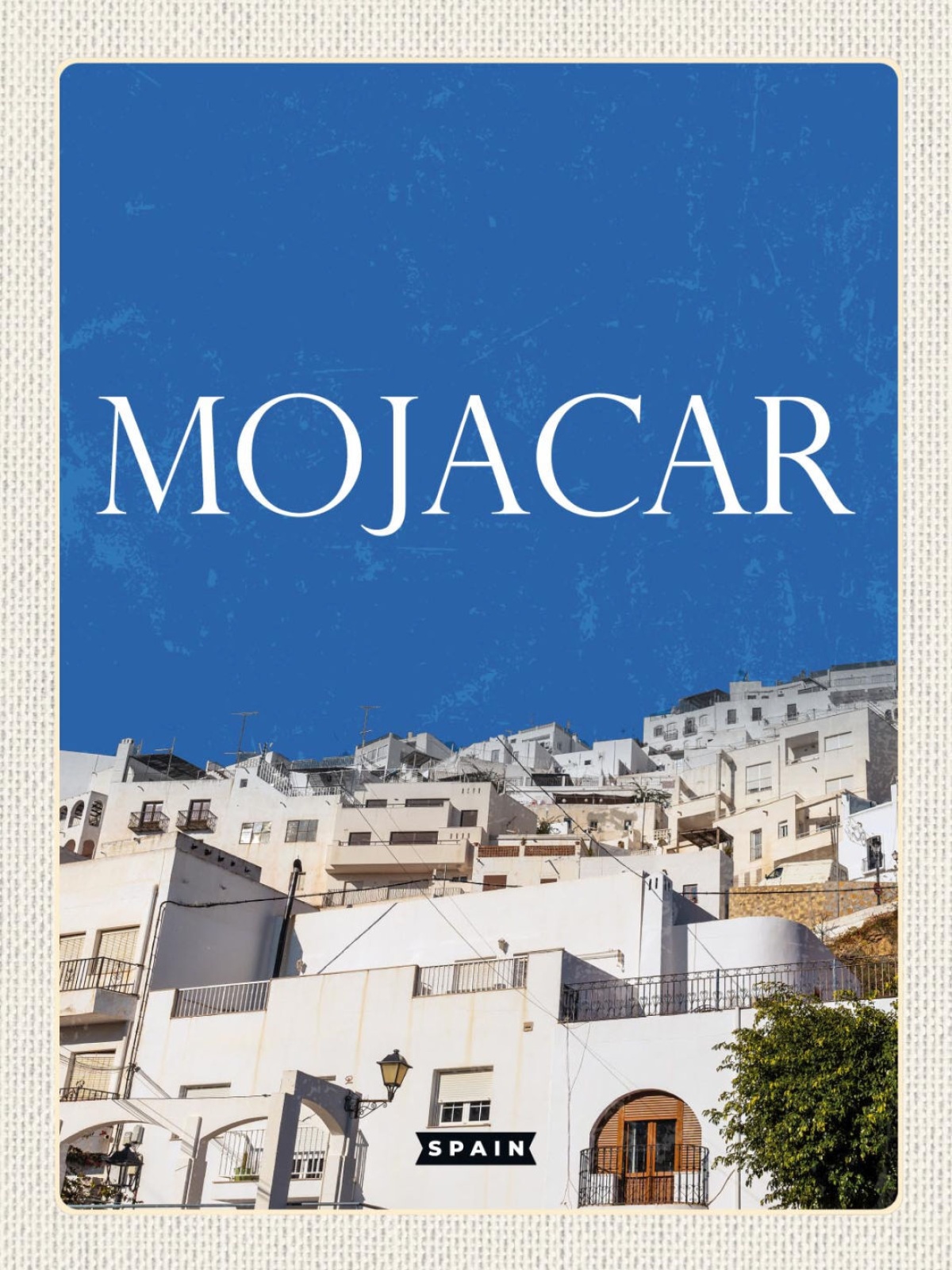 Schild Mojacar Spain Spanien Stadt Ansicht 12x18 20x30 30x40 Blech od. Holz