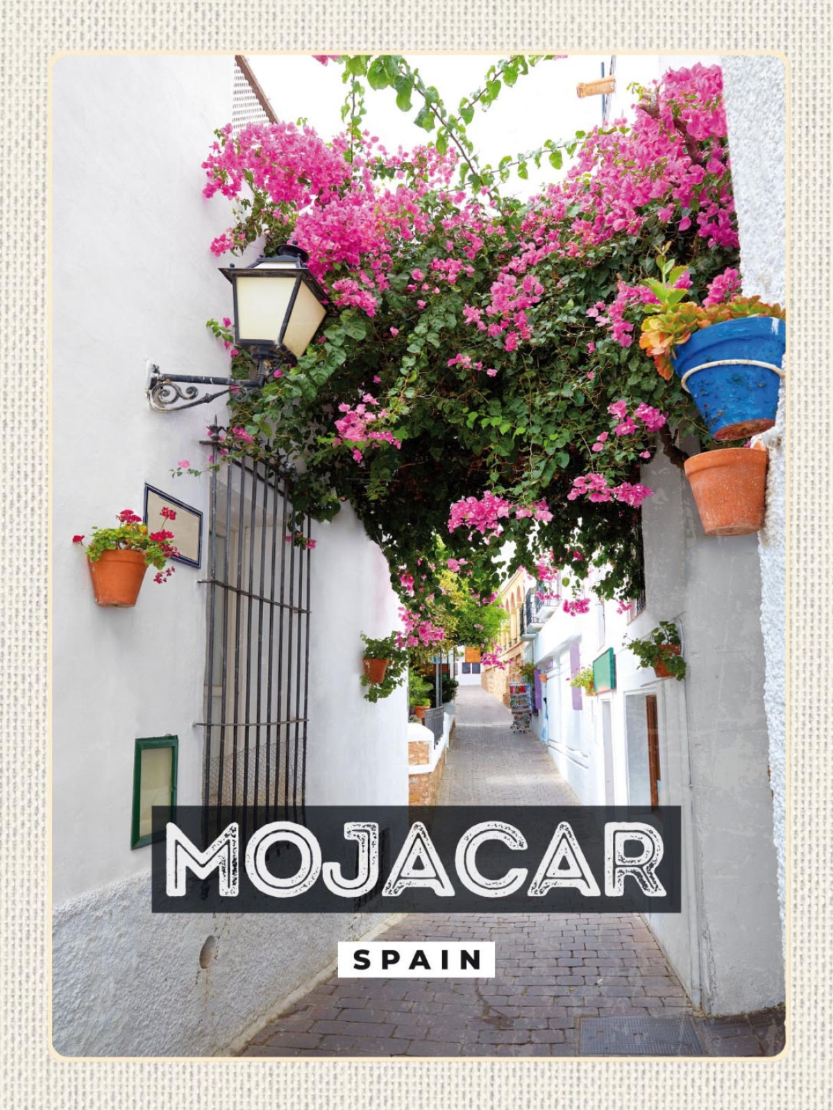 Schild Mojacar Spain Spanien Gasse Stadt 12x18 20x30 30x40 Blech od. Holz
