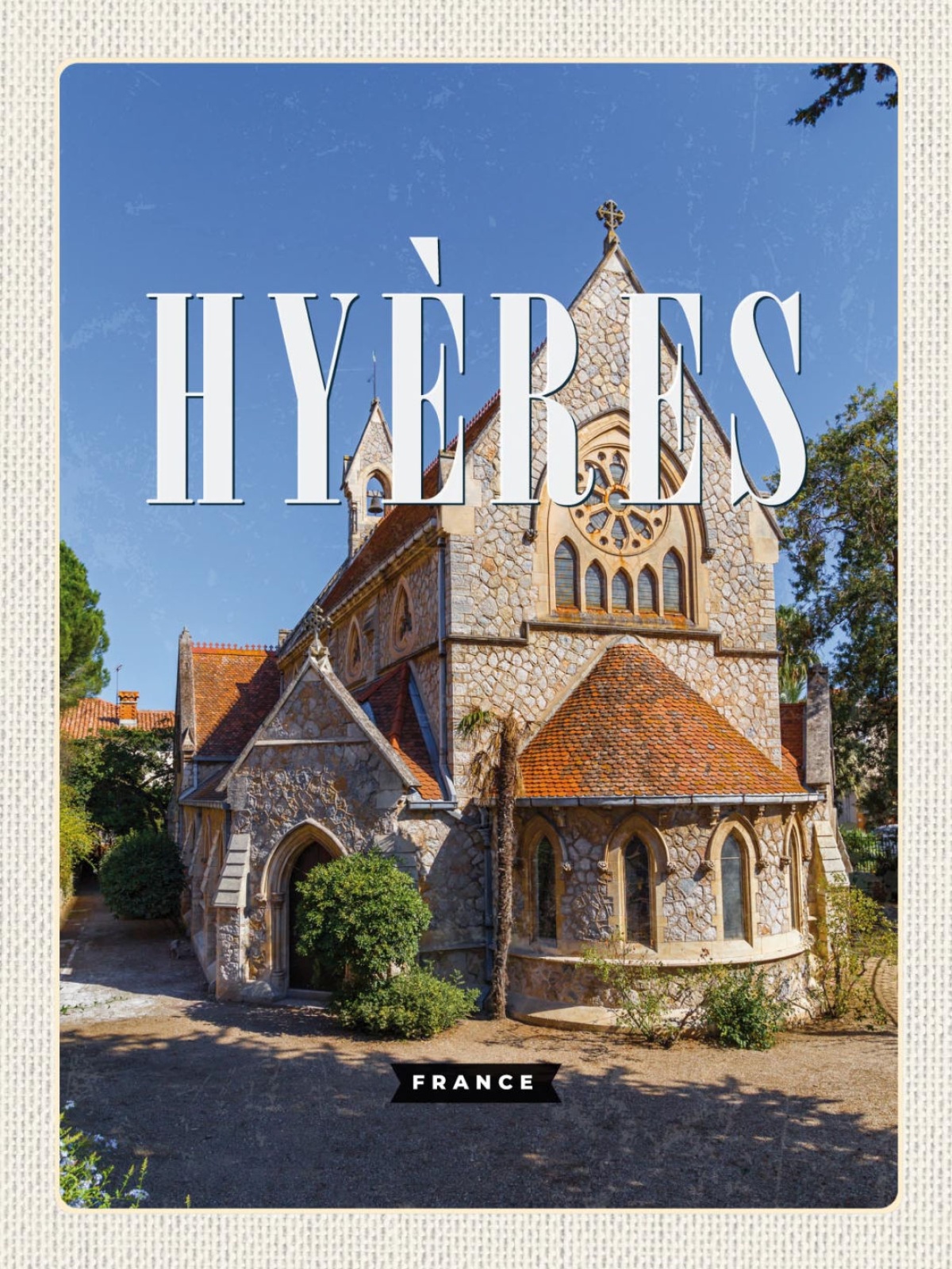 Schild Hyères France Frankreich Eglise Anglicane 12x18 20x30 30x40 Blech/Holz