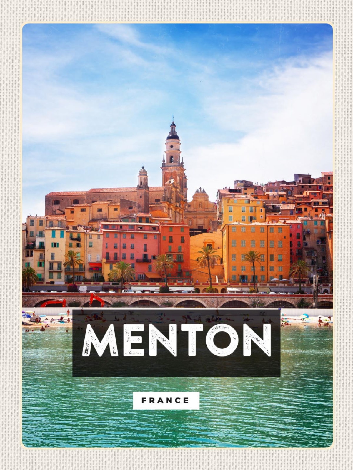Schild Menton France Frankreich Stadt Blick 12x18 20x30 30x40 Blech od. Holz