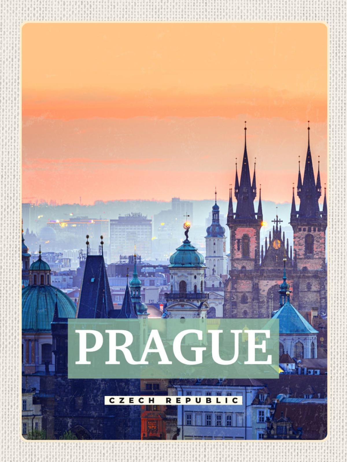 Schild Prague Czech Rep Prag Tschechien Stadt Blick 12x18 20x30 30x40 Blech/Holz