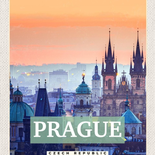 Schild Prague Czech Rep Prag Tschechien Stadt Blick 12x18 20x30 30x40 Blech/Holz