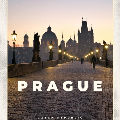 Schild Prague Czech Rep Prag Tschechien Karlsbrücke 12x18 20x30 30x40 Blech/Holz
