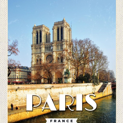 Schild Paris France Frankreich Notre-Dame 12x18 20x30 30x40 Blech od. Holz