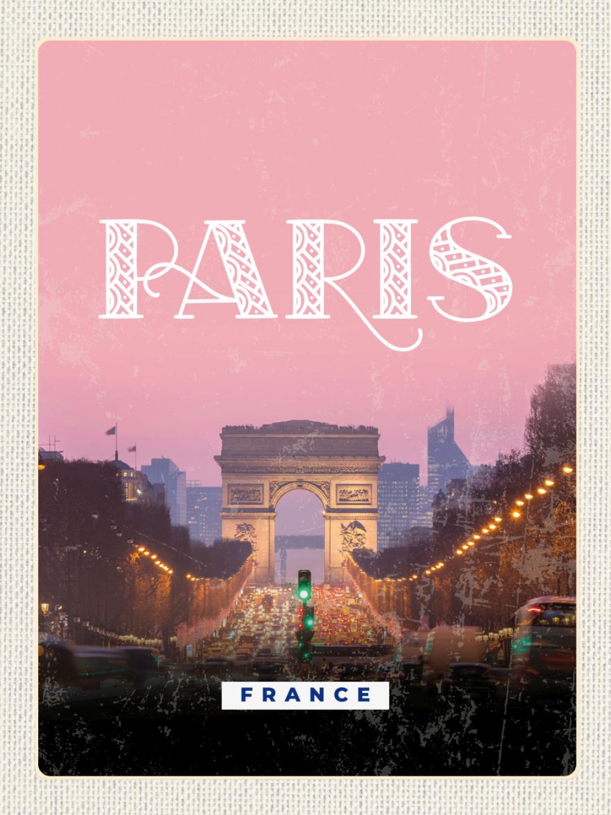 Schild Paris France Triumphbogen Frankreich 12x18 20x30 30x40 Blech od. Holz