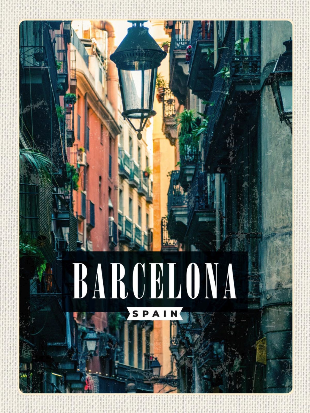 Schild Barcelona Spain Spanien Stadt Gasse 12x18 20x30 30x40 Blech/Holz