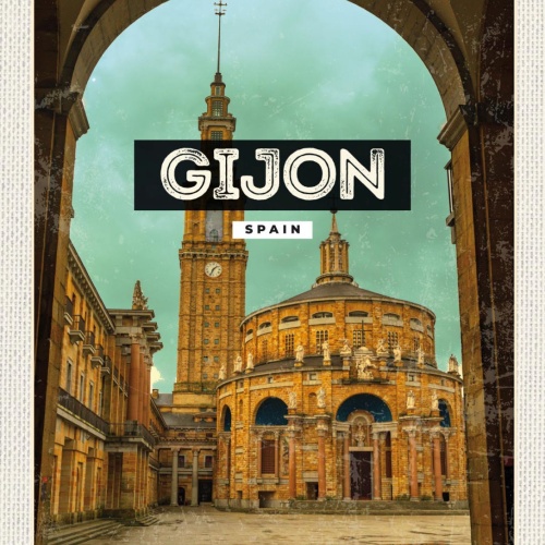 Schild Gijon Spain Spanien Stadt Universität 12x18 20x30 30x40 Blech od. Holz