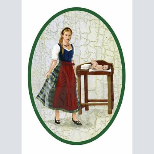 Nostalgie Holzschild Schild Diandl Wickeltisch Wickelzimmer