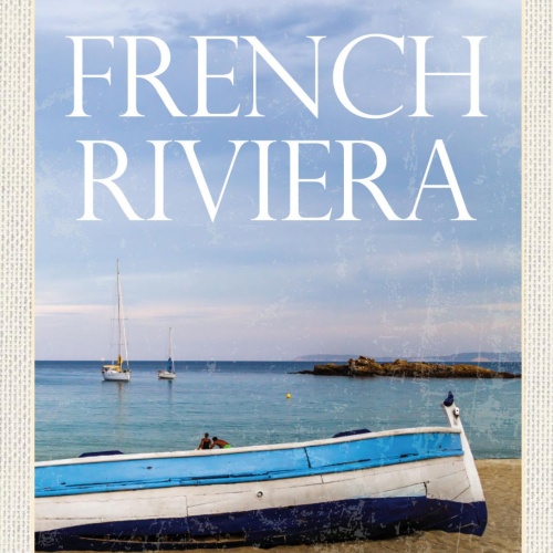 Schild French Riviera Côte d’Azur Frankreich 12x18 20x30 30x40 Blech od. Holz