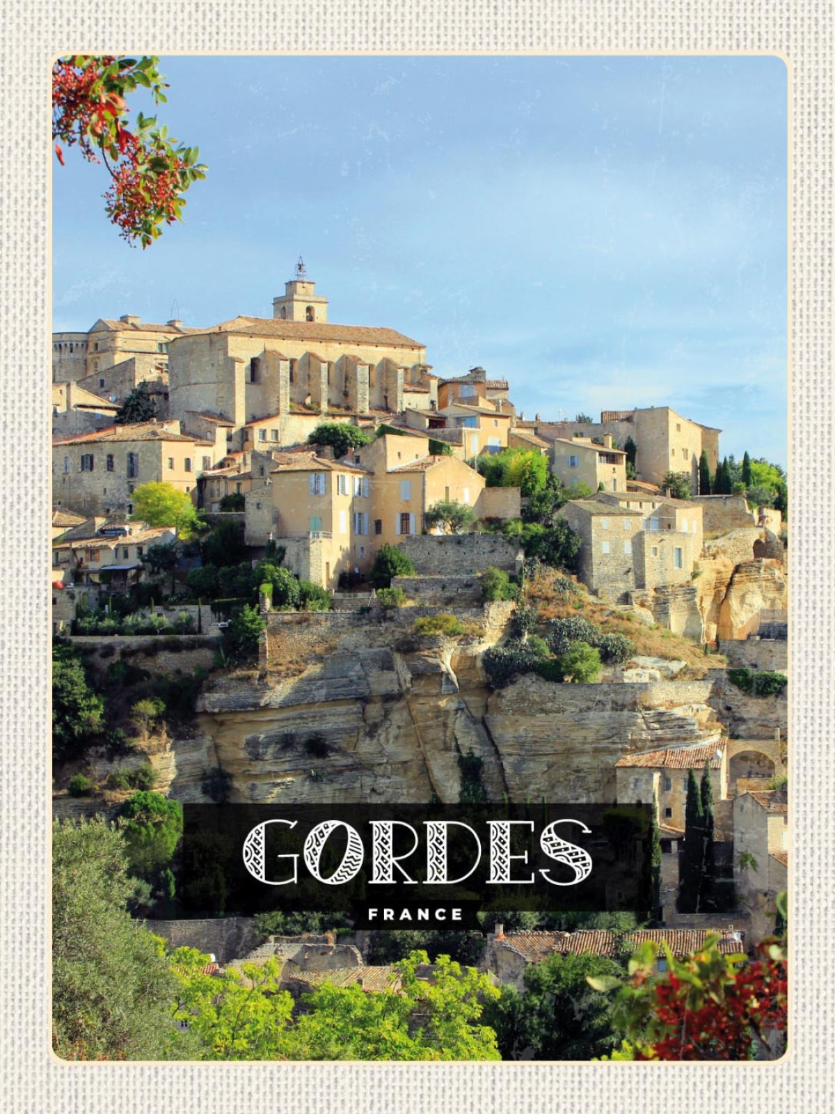 Schild Gordes France Frankreich Stadt Ansicht 12x18 20x30 30x40 Blech od. Holz