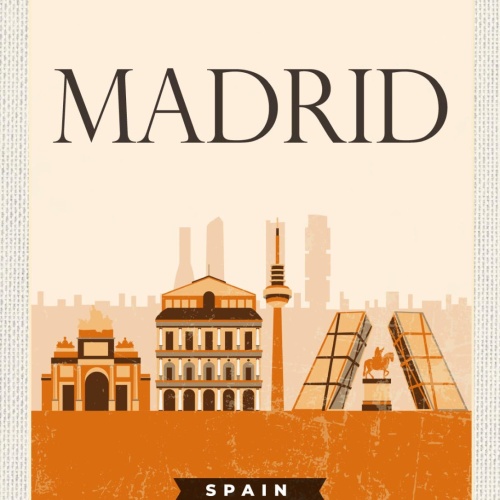 Schild Madrid Spain Spanien Stadt Wahrzeichen 12x18 20x30 30x40 Blech od. Holz